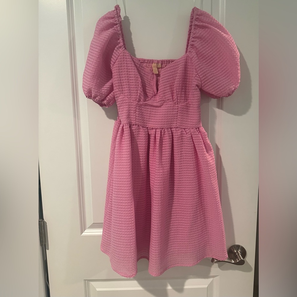 Von Maur Pink Puff Babydoll Dress Size Medium